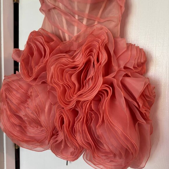 Milla, itsMilla appliquéd organza coral mini dress - Picture 7 of 11